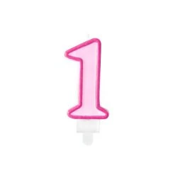 Bougie Anniversaire Chiffre 1 Rose 7 Cm