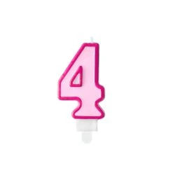 Bougie Anniversaire Chiffre 4 Rose 7 Cm
