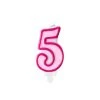 Bougie Anniversaire Chiffre 5 Rose 7 Cm