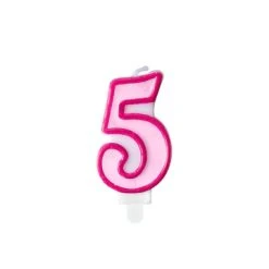 Bougie Anniversaire Chiffre 5 Rose 7 Cm