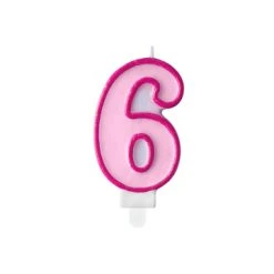 Bougie Anniversaire Chiffre 6 Rose 7 Cm