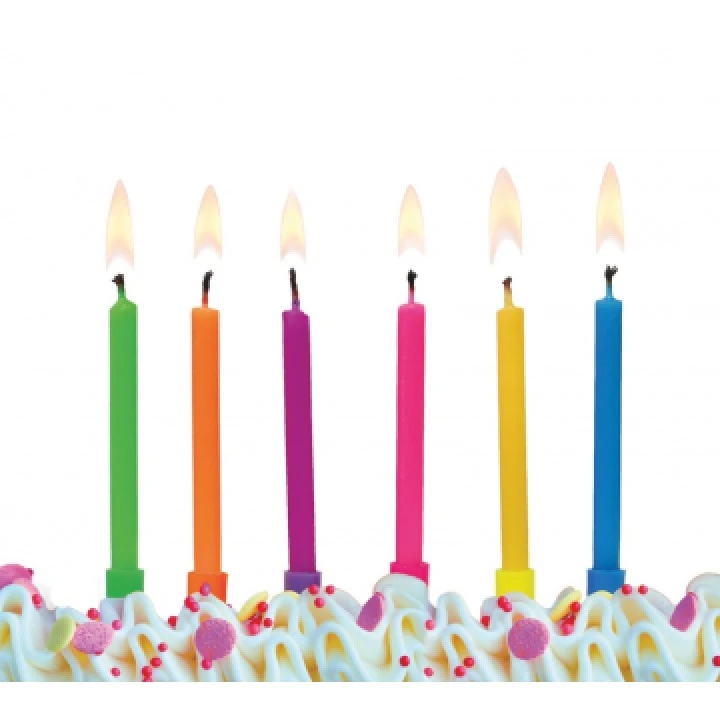 Lot De 6 Bougies Anniversaire Fluo 6,5 Cm 1 Lot De 6 Bougies Anniversaire Fluo 6,5 Cm