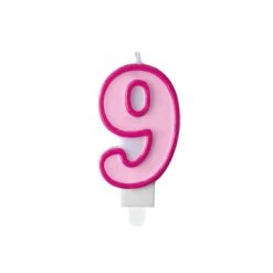 Bougie Anniversaire Chiffre 9 Rose 7 Cm