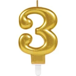Bougie Anniversaire Chiffre 3 Or