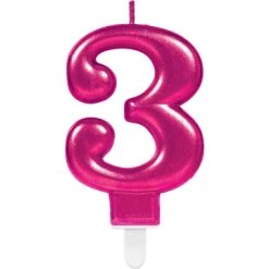 Bougie Anniversaire Chiffre 3 Rose