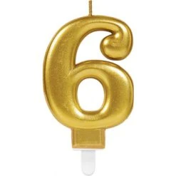 Bougie Anniversaire Chiffre 6 Or