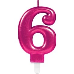 Bougie Anniversaire Chiffre 6 Rose