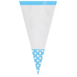 Lot De 10 Sachets De Cones Polka Bleu