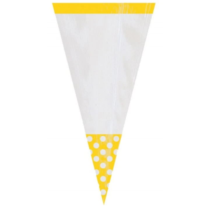 Lot De 10 Sachets De Cones Polka Jaune 1 Lot De 10 Sachets De Cones Polka Jaune