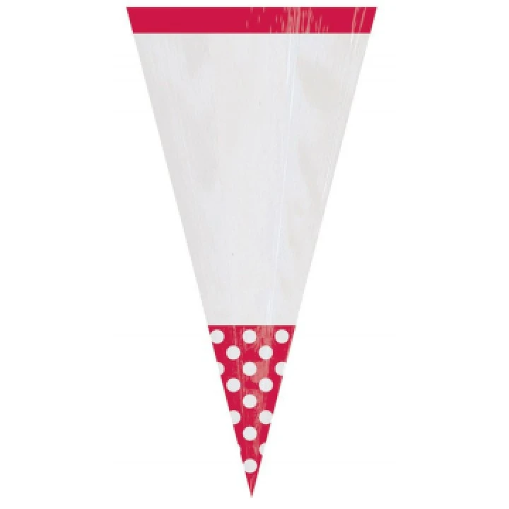 Lot De 10 Sachets De Cones Polka Rouge 1 Lot De 10 Sachets De Cones Polka Rouge