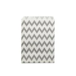 Lot De 24 Sachets Chevron Gris En Papier 13 X 18 Cm
