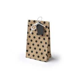 Lot De 6 Sachets Kraft à Pois Avec Lien Et étiquette 7,5 X 12,5 X 4,5 Cm