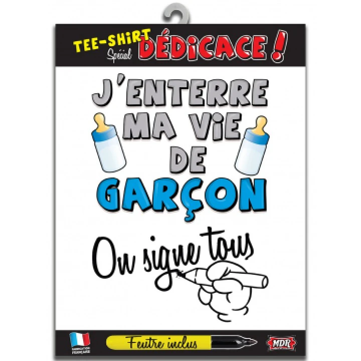 T-shirt Enterrement De Vie De Garçon On Signe Tous + Feutre 1 T-shirt Enterrement De Vie De Garçon On Signe Tous + Feutre